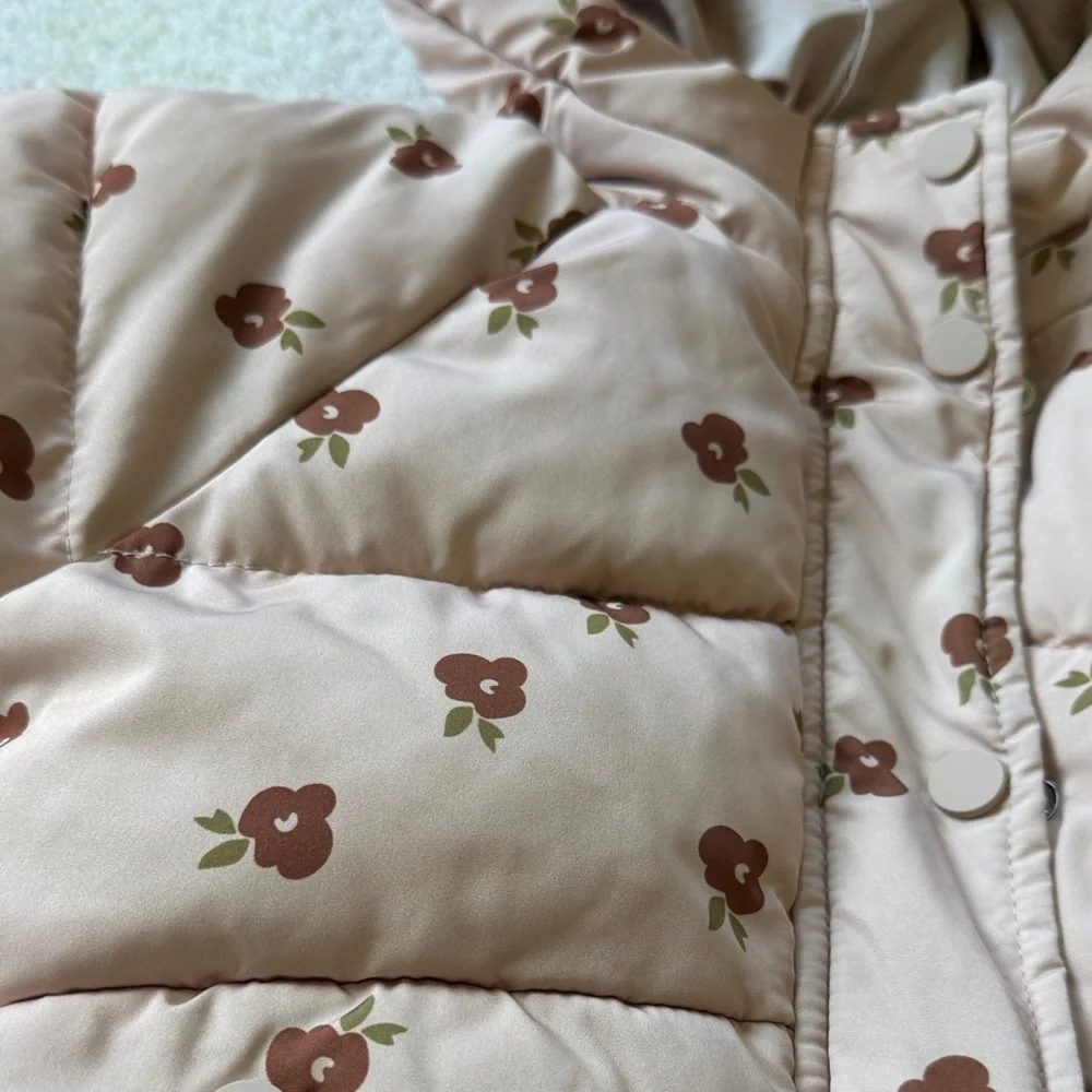 Zara Pink Floral Puffer Jacket